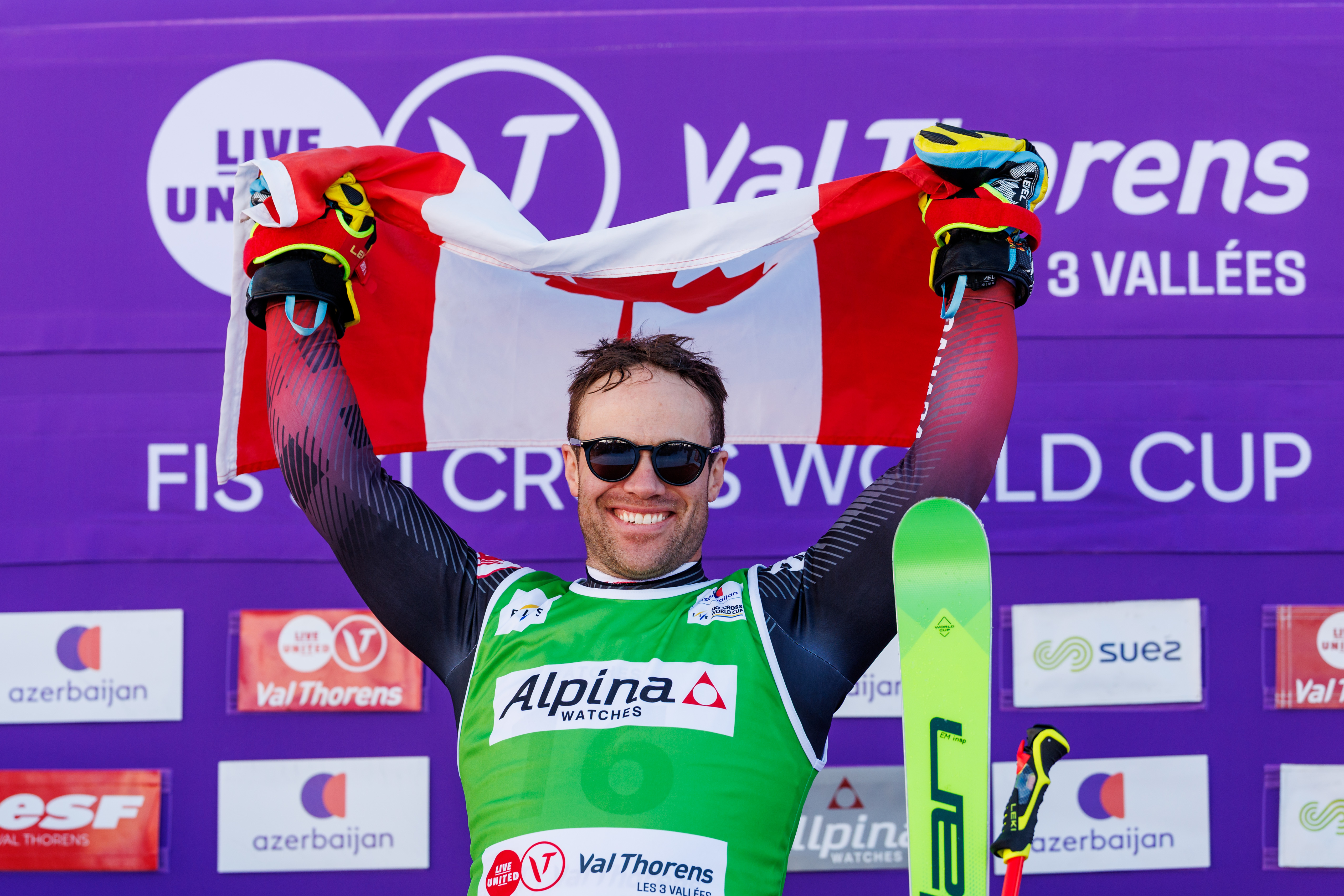KEVIN DRURY CLAIMING HIS WIN IN VAL THORENS  